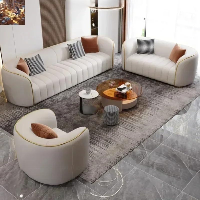 Modern Luxury Curved Sofa Set - 3+2+1 Seater Living Room Lounge Couch with Velvet Upholstery & Gold Accents